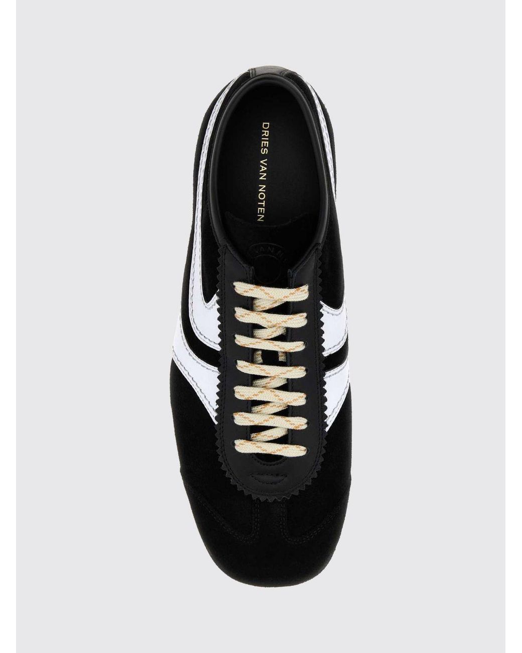 Dries Van Noten White Two-Tone Suede And Smooth Leather Low-Top Sneakers for men