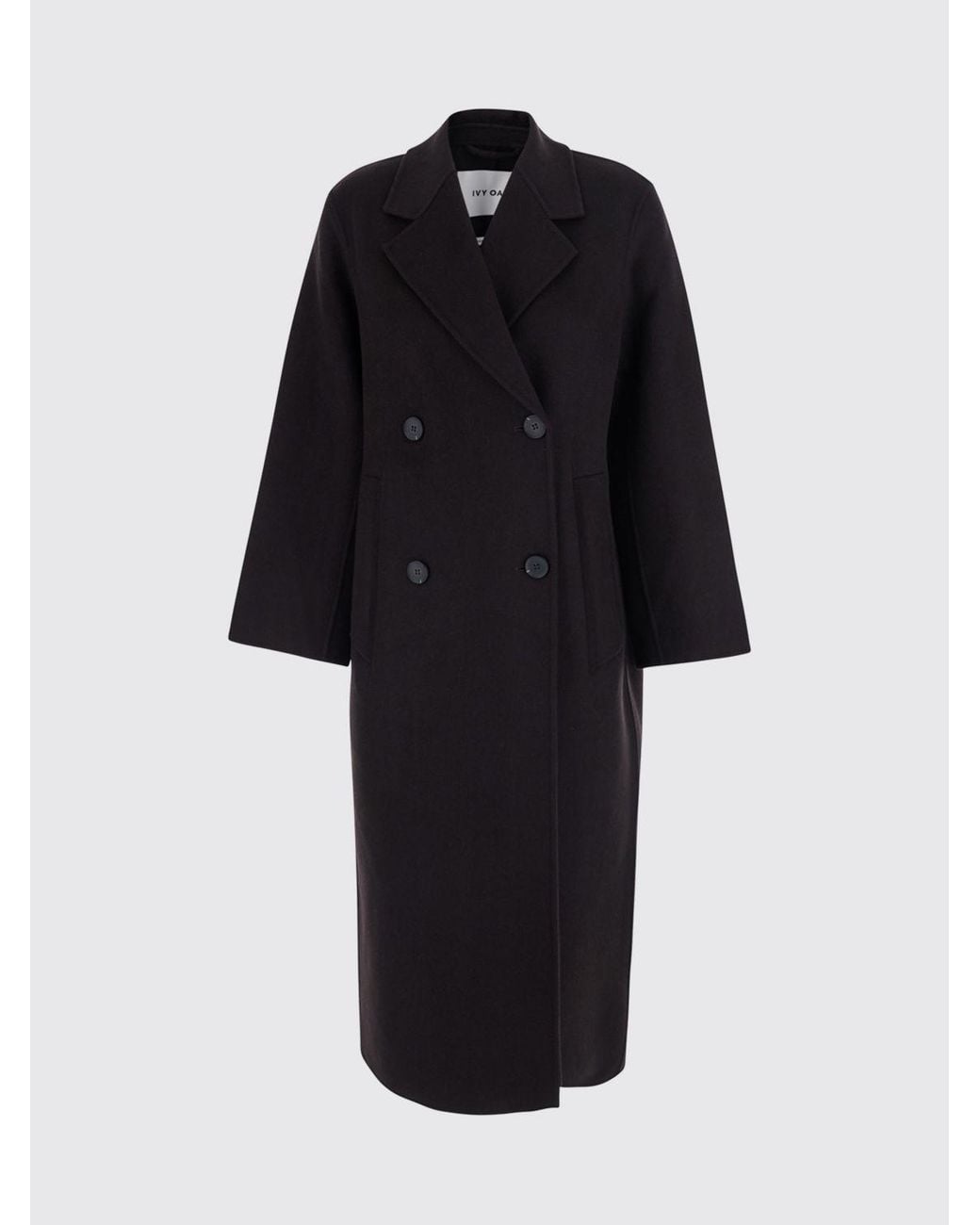 IVY & OAK Black Double-Breasted Long Coat