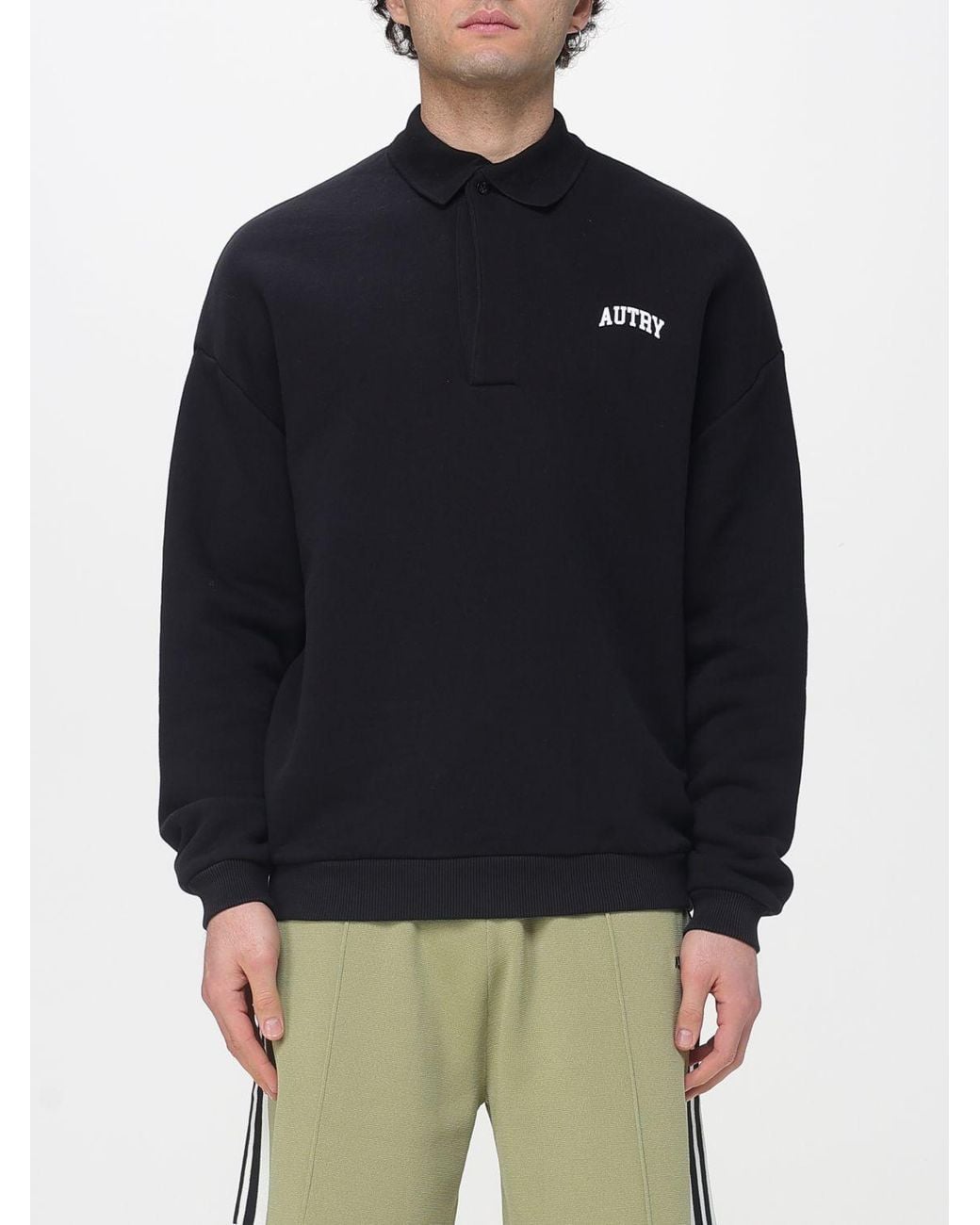 Autry Blue Cotton Polo Collar Sweatshirt for men