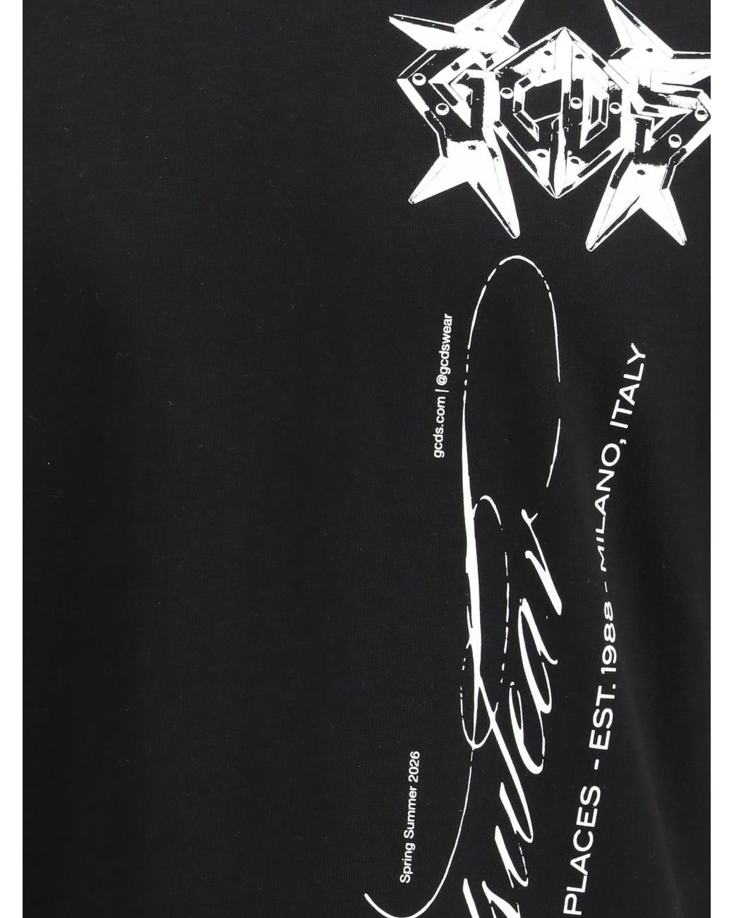 Gcds Black Printed Cotton T-Shirt for men