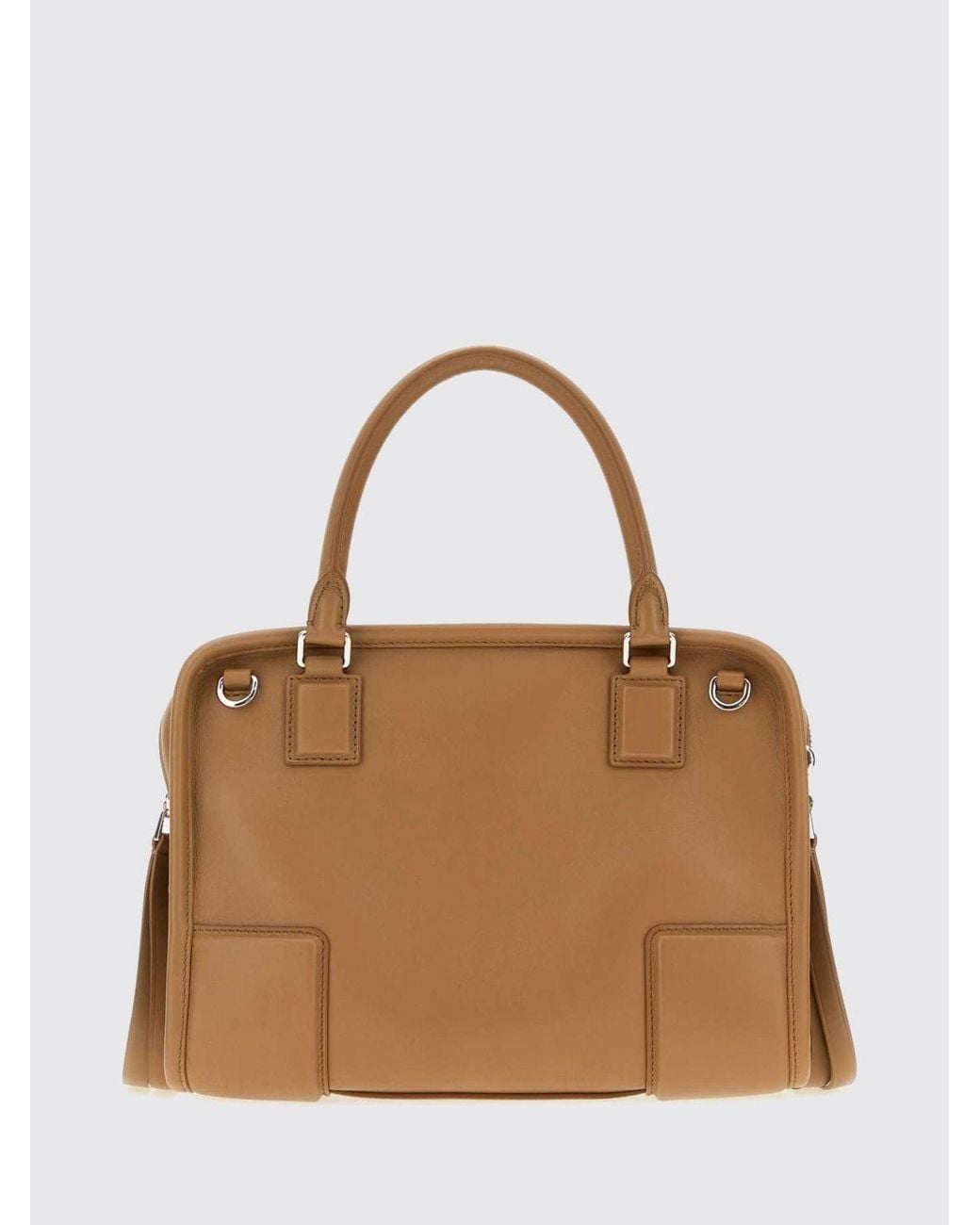 Loewe Brown Small Amazona Calfskin Leather Handbag With Embossed Logo