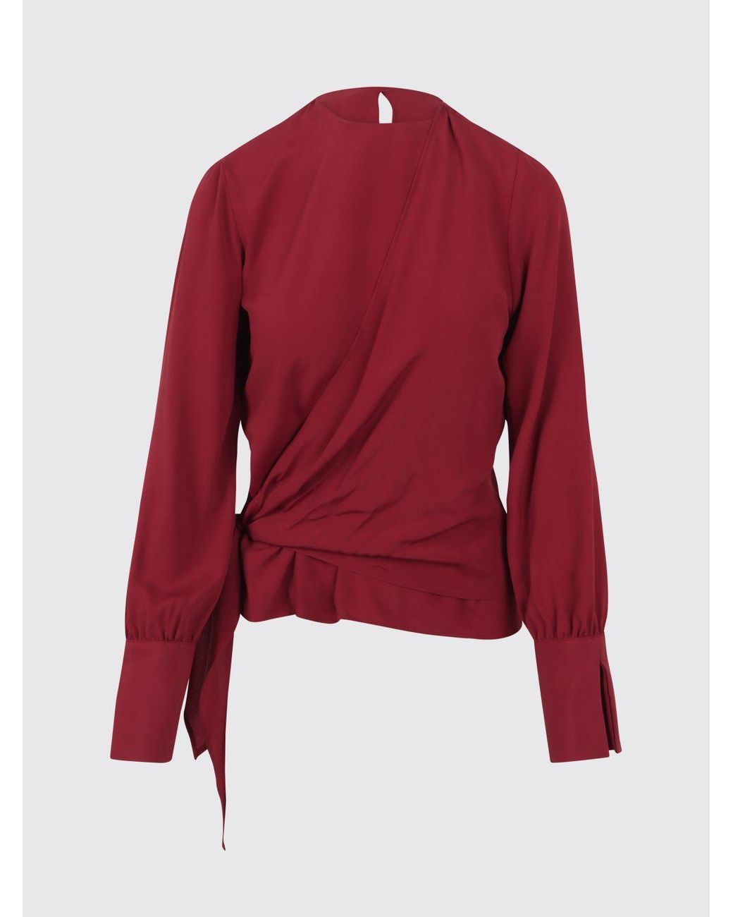 FEDERICA TOSI Red Draped Viscose Blouse With Ruched Shoulders And Belt