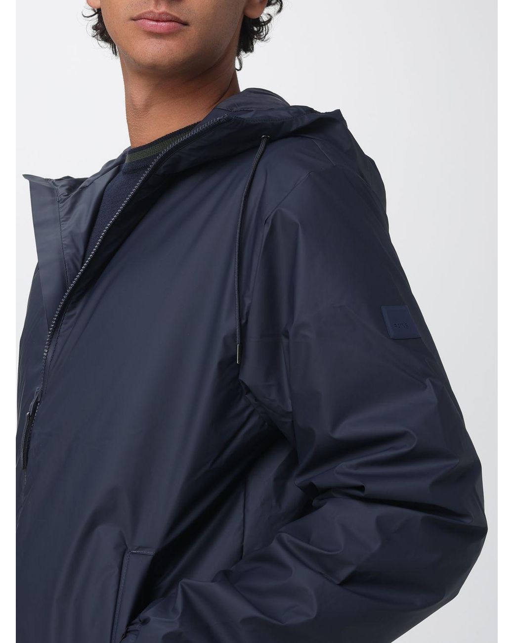 Rains Blue Hooded Windbreaker Jacket for men