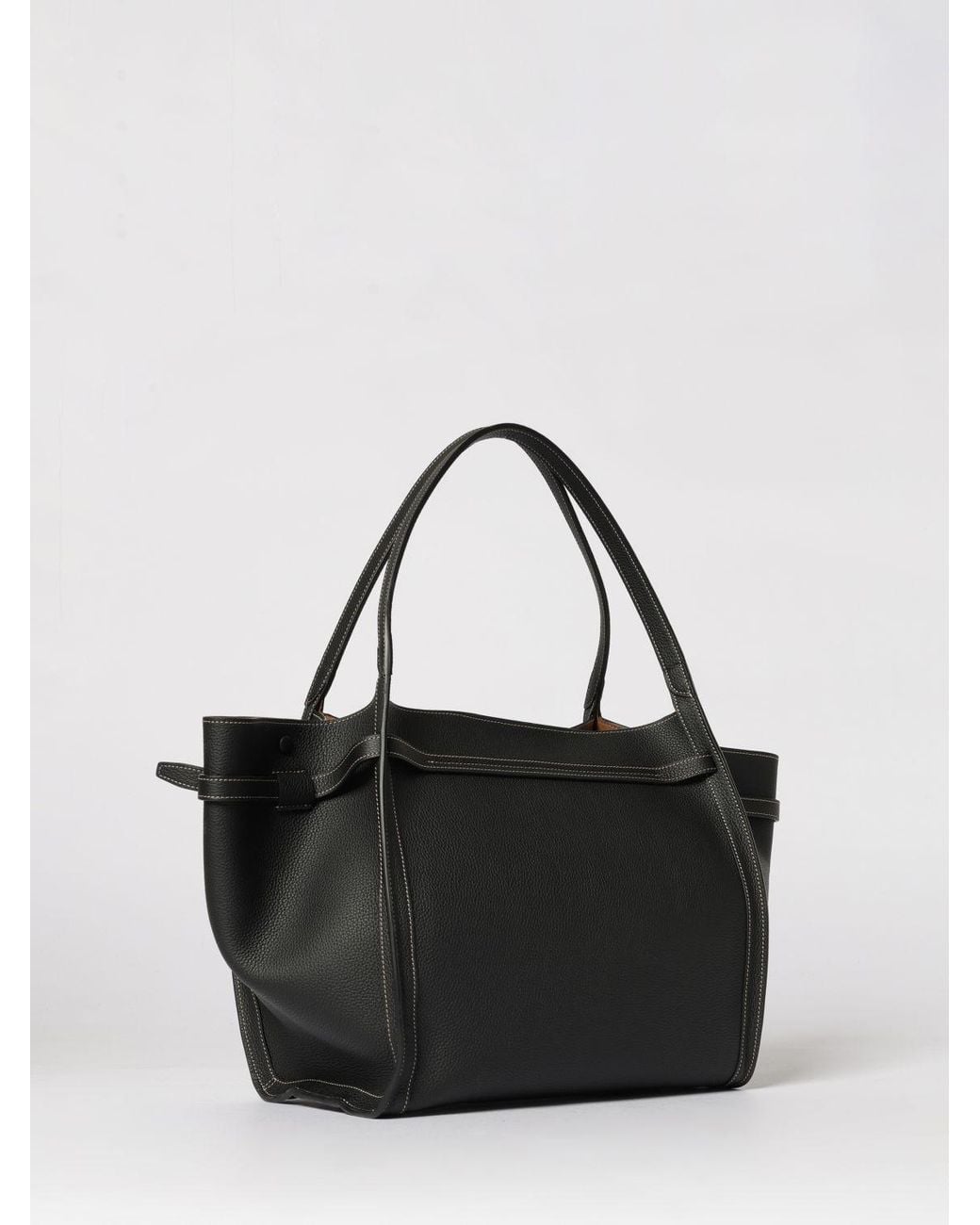 Tod's Black Medium Grained Leather Shopping Bag