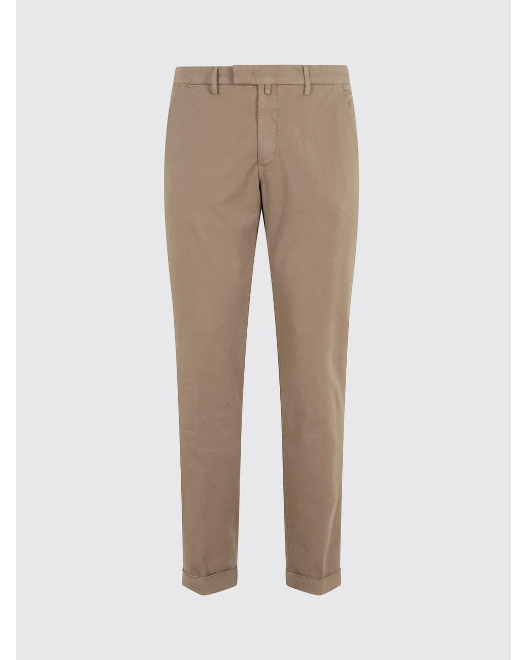 Briglia 1949 Natural Slim Fit Pleated Cotton Tailored Trousers for men