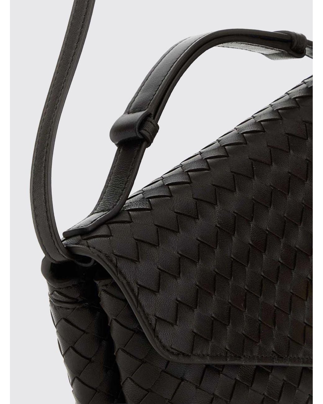 Bottega Veneta Black Small Knot Lock Intrecciato Leather Top Handle Bag