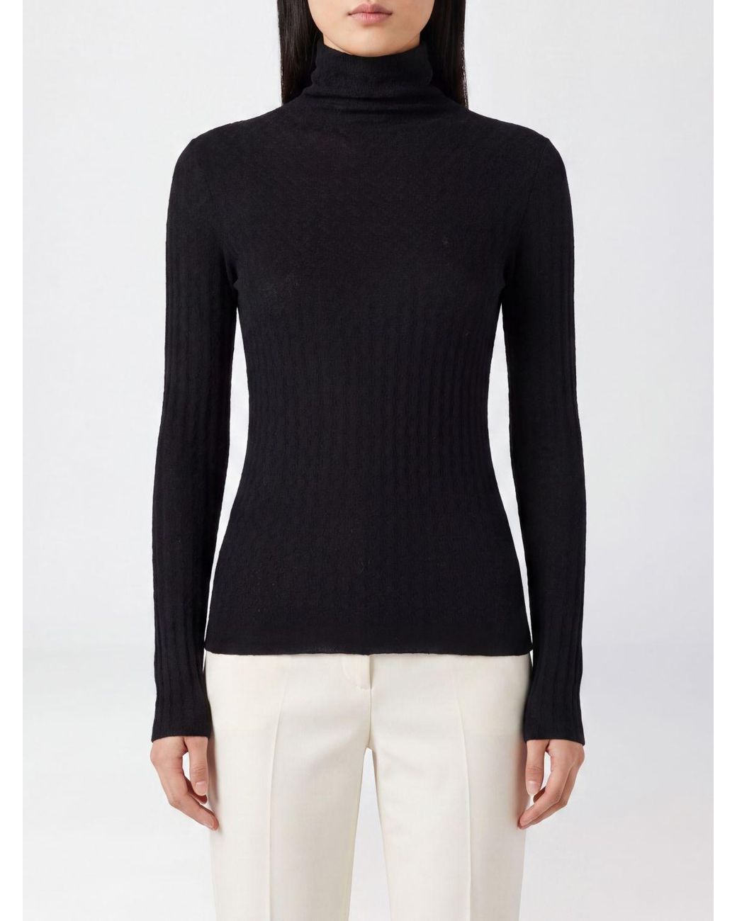 Roberto Collina Blue Slim Fit Long-Sleeved Wool Turtleneck Jumper