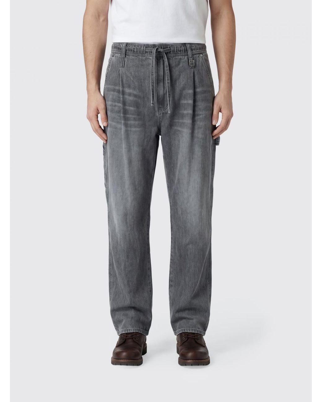 Wooyoungmi Gray Wide-Leg Cotton Denim Jeans With Elasticated Waist for men