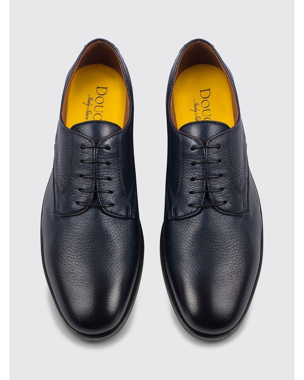 Doucal's White Classic Deer Leather Derby Shoes With Leather And Rubber Sole for men