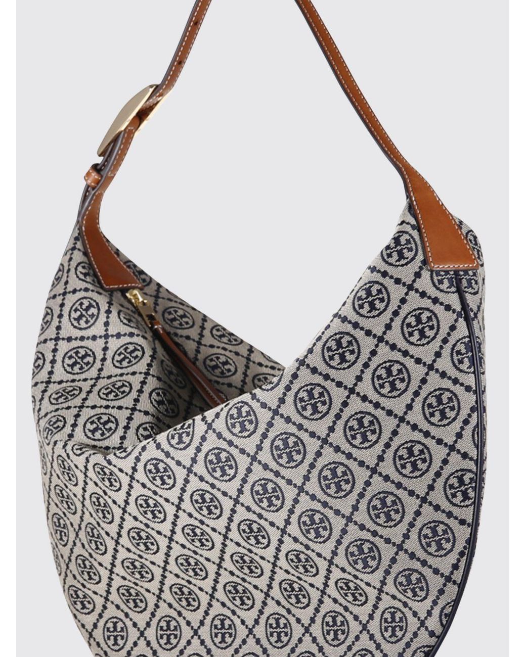Tory Burch Gray T Monogram Balloon Canvas Bag With Jacquard Monogram