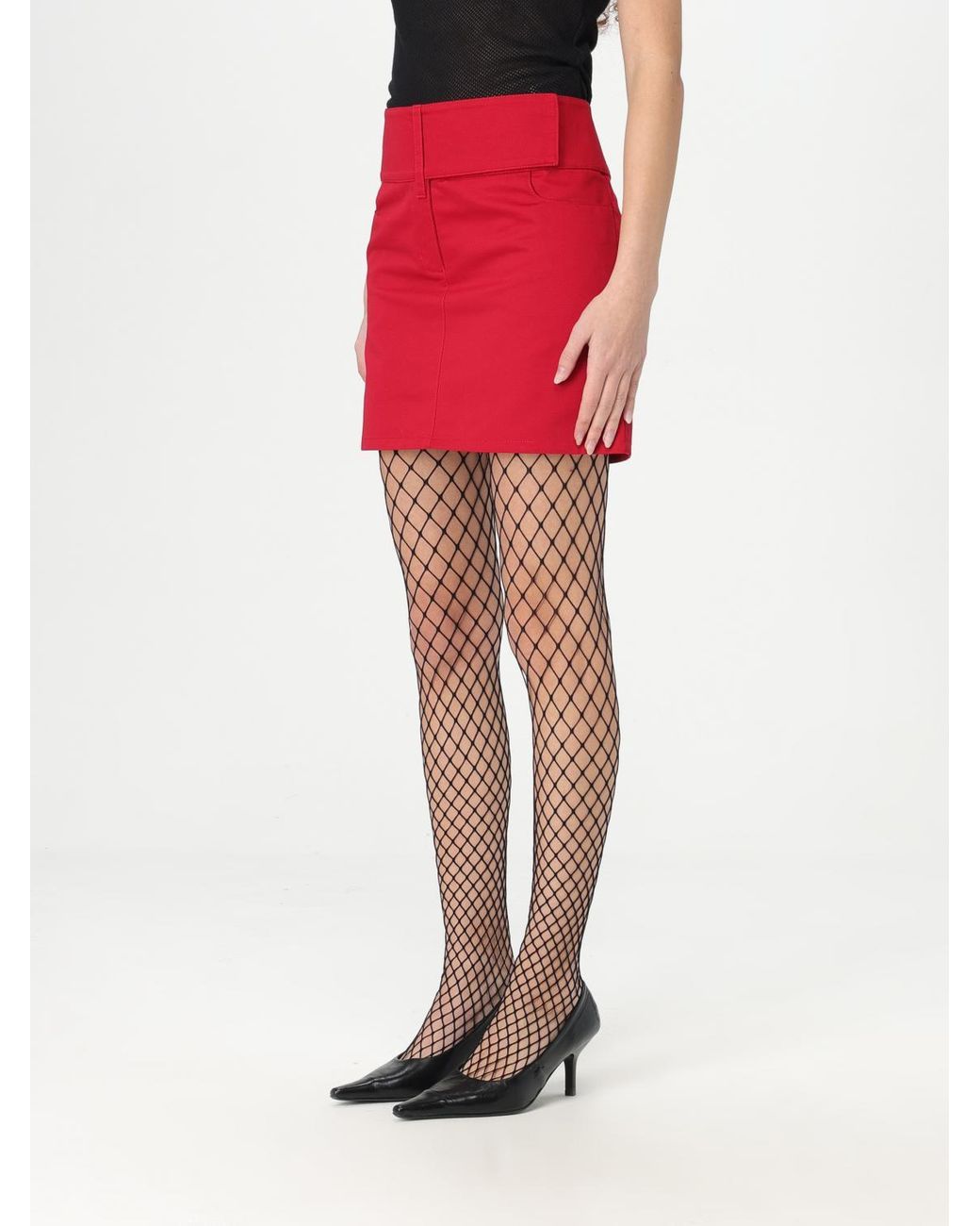 Courreges Red Mini Skirt With Belted Waist