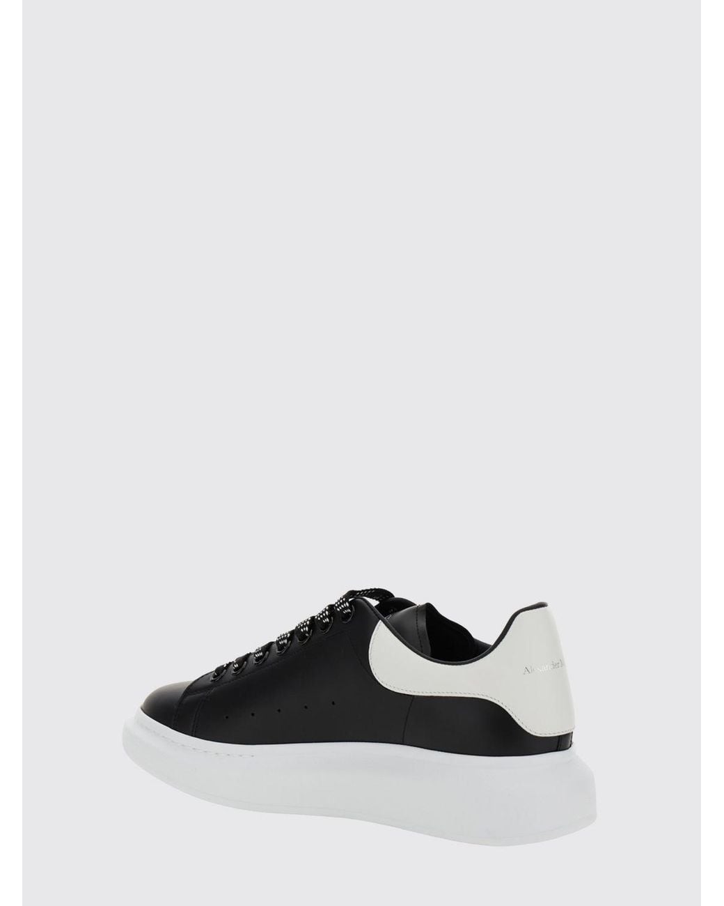McQueen Black Oversize Calf Leather Sneakers With Suede Insert And Chunky Sole for men