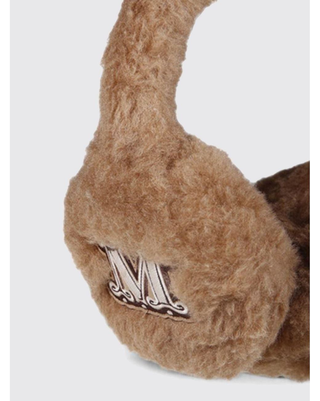 Max Mara White Monogram Camel And Silk Earmuffs