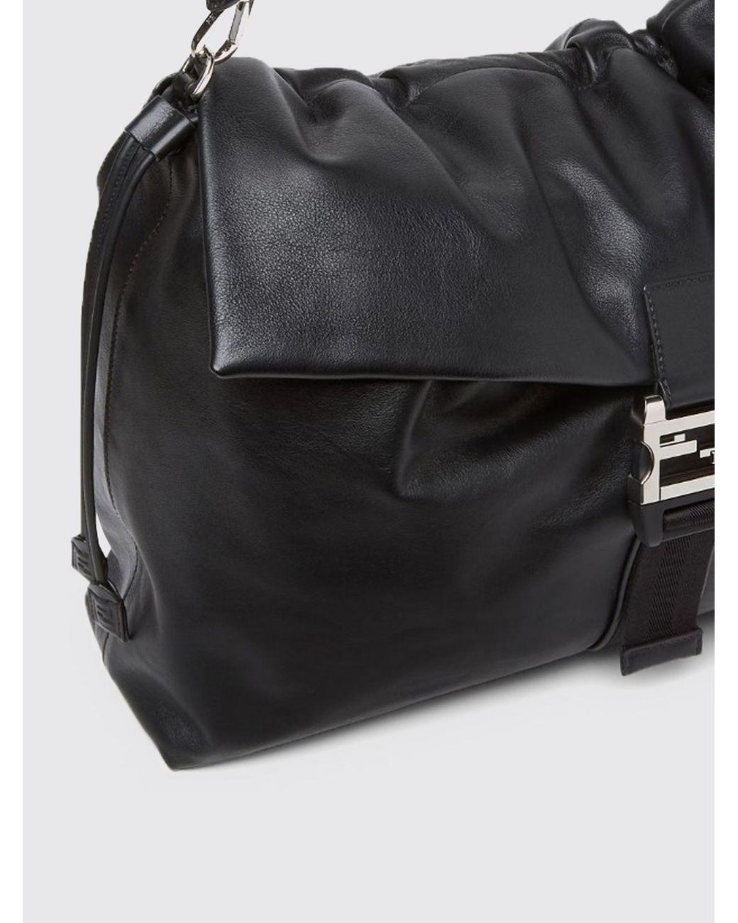 Fendi Black Flux Maxi Messenger Leather Bag for men