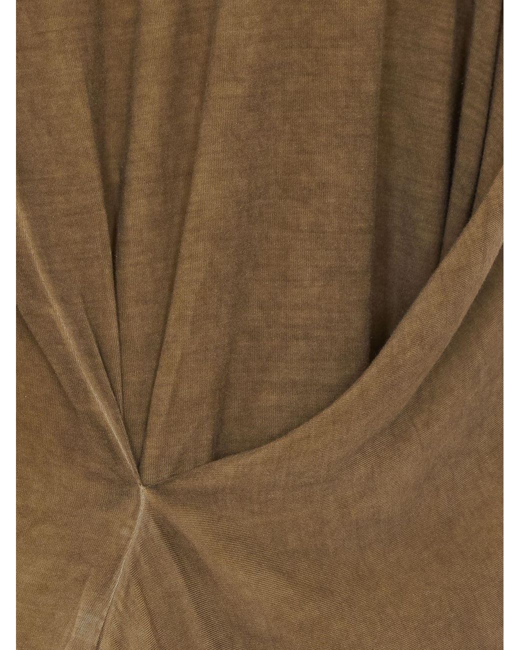 Uma Wang Brown Draped Short-Sleeve Modal Crewneck Top