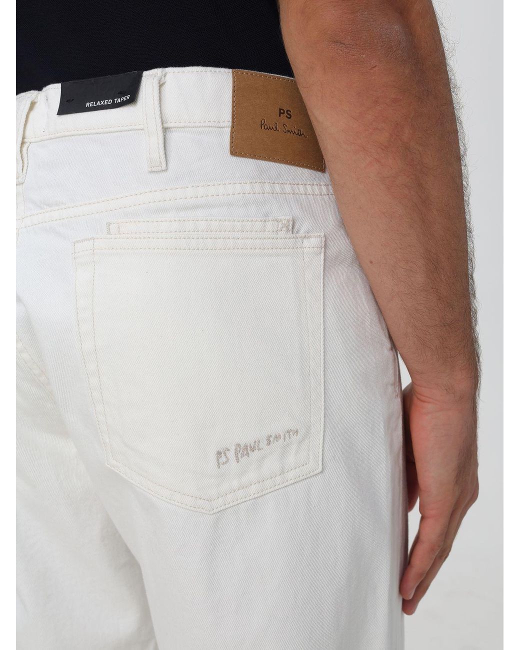 Paul Smith White Tapered Fit Five-Pocket Jeans for men
