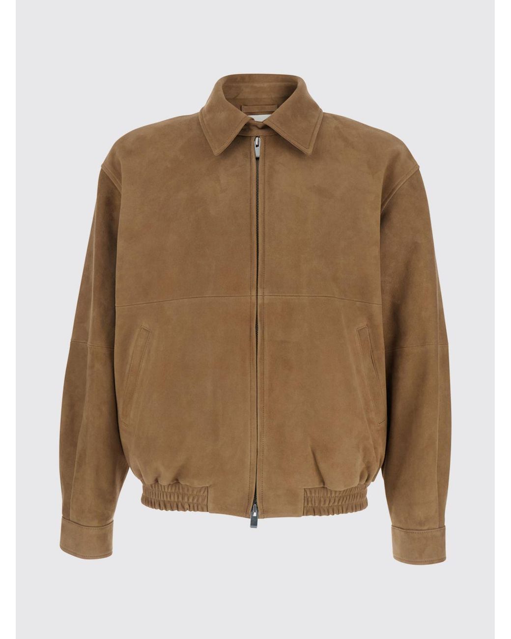 TONYWACK Natural Suede Shirt Jacket With Zip Closure for men
