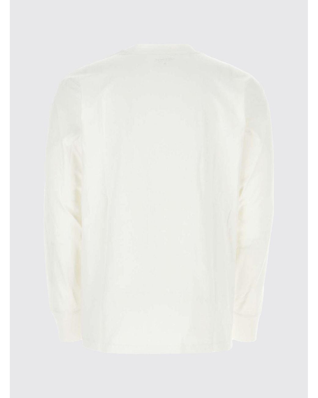 Carhartt White Dropped Shoulder Long-Sleeved Cotton T-Shirt With Logo for men