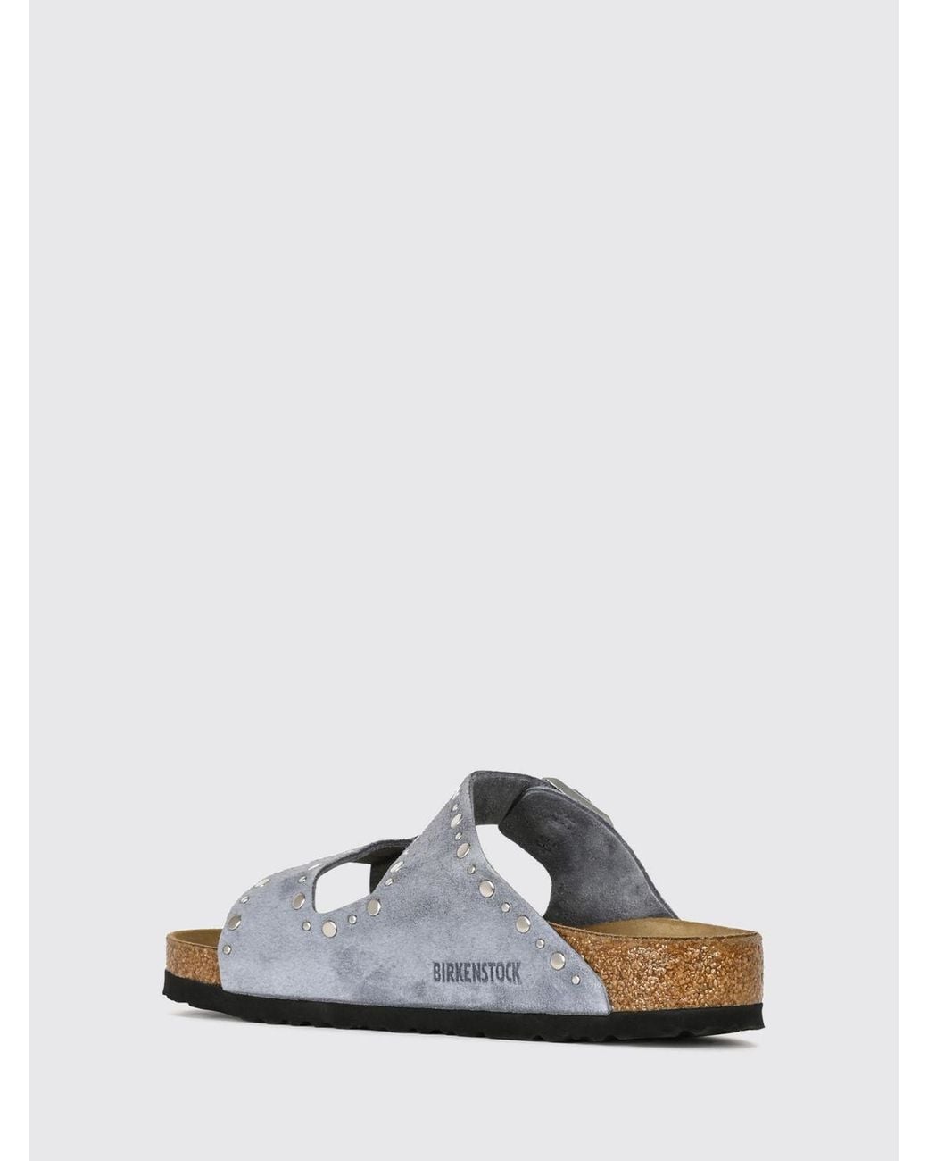 Birkenstock White Arizona Rivet Studded Suede Leather Sandals