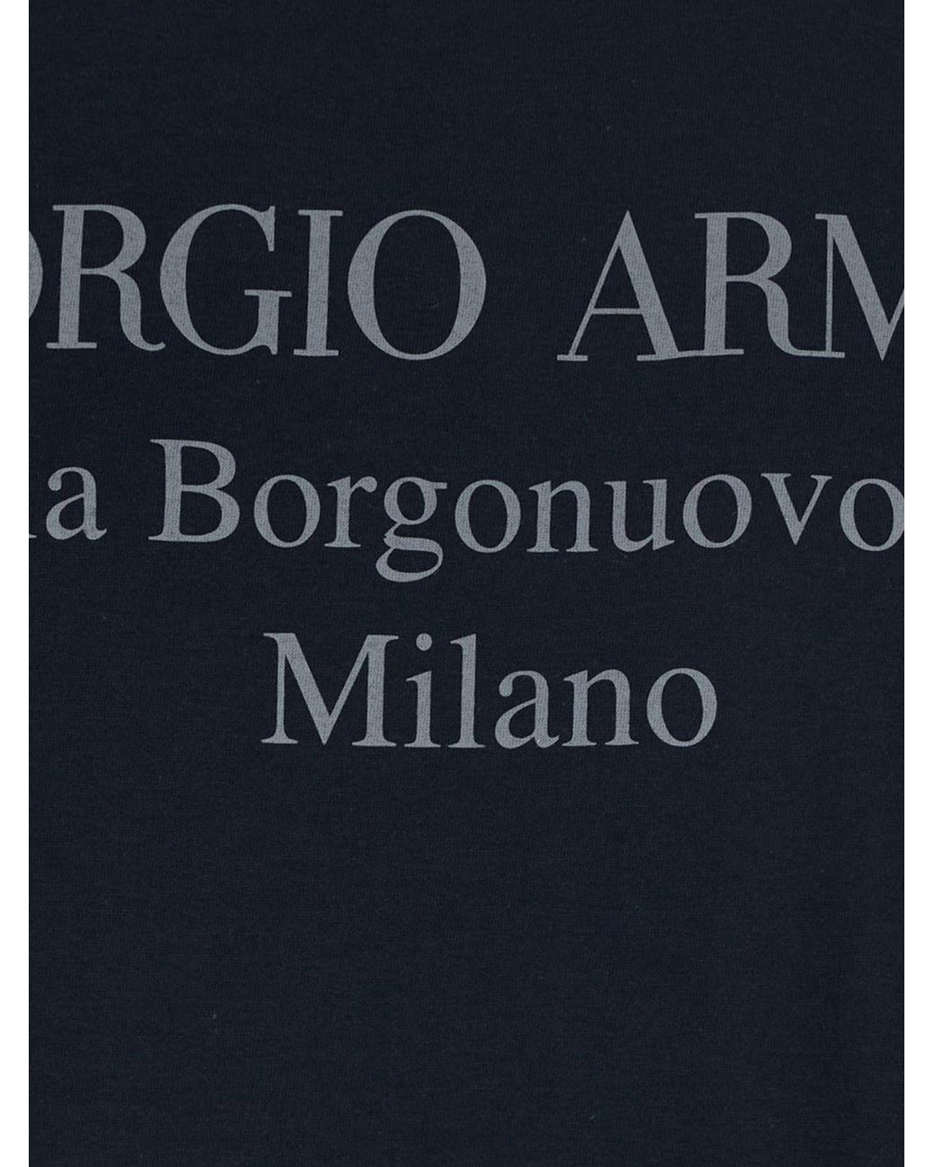 Giorgio Armani Blue Short-Sleeved Cotton T-Shirt With Contrasting Logo for men