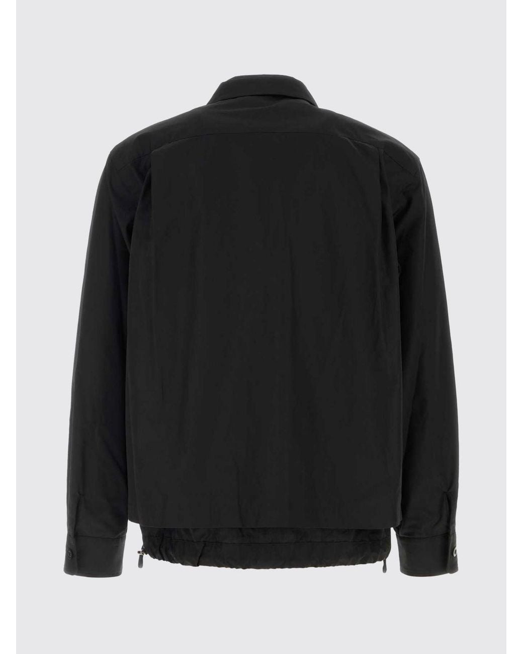 Sacai Blue Cotton-Blend Shirt Jacket With Cuban Collar And Patch Pockets for men