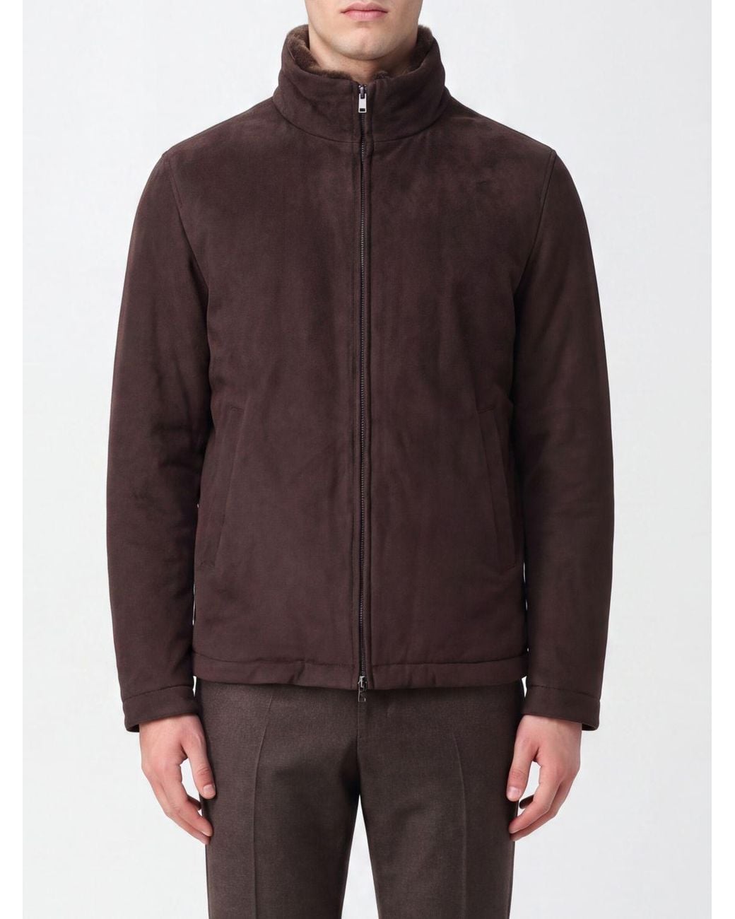 Herno Brown High Neck Bomber Jacket for men