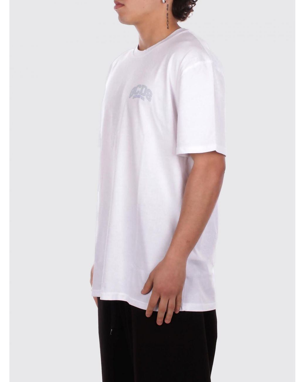 Gcds White Logo Cotton T-Shirt for men