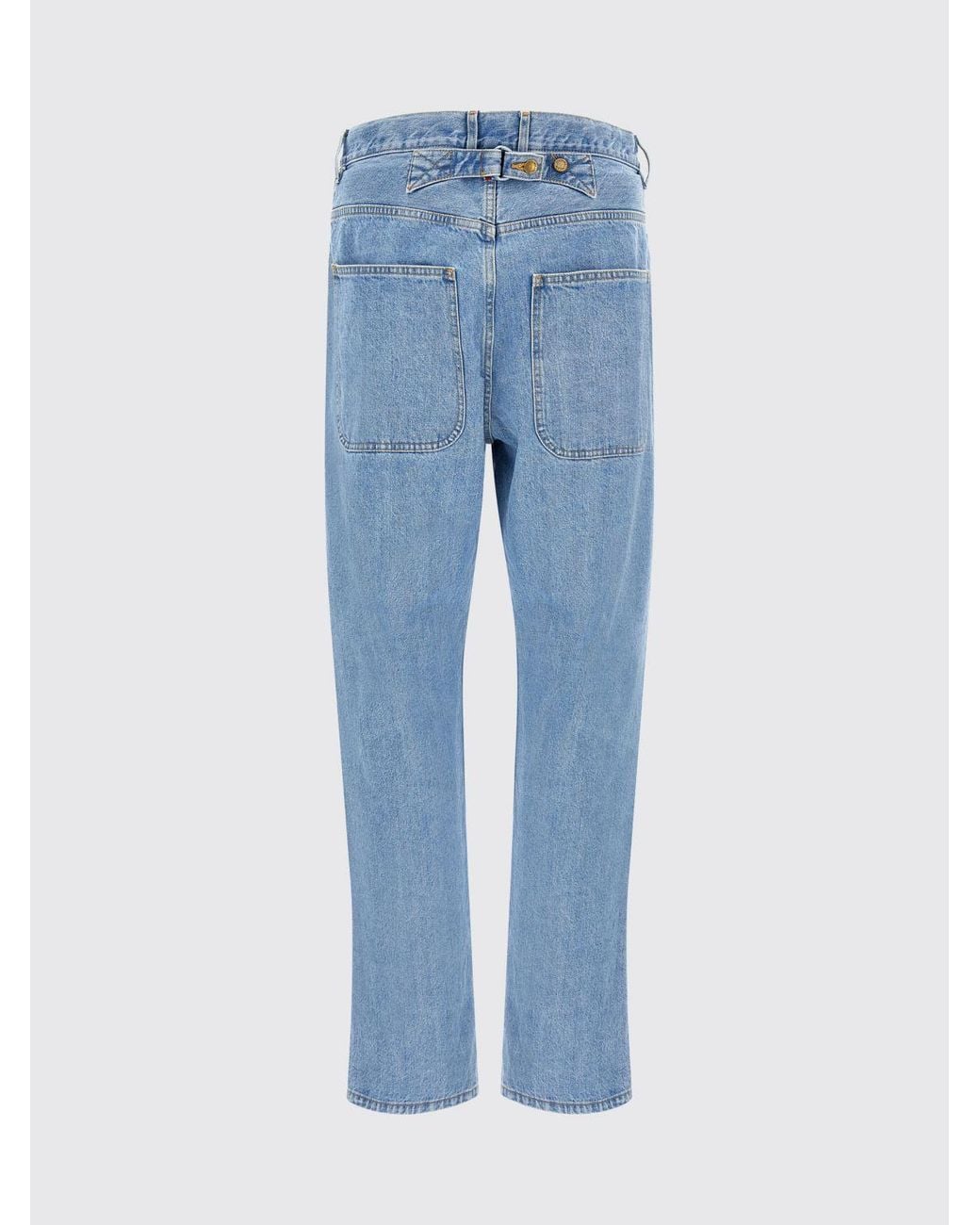 Thom Browne Blue Straight Fit 5-Pocket Cotton Denim Jeans With Mid-Rise Waist for men