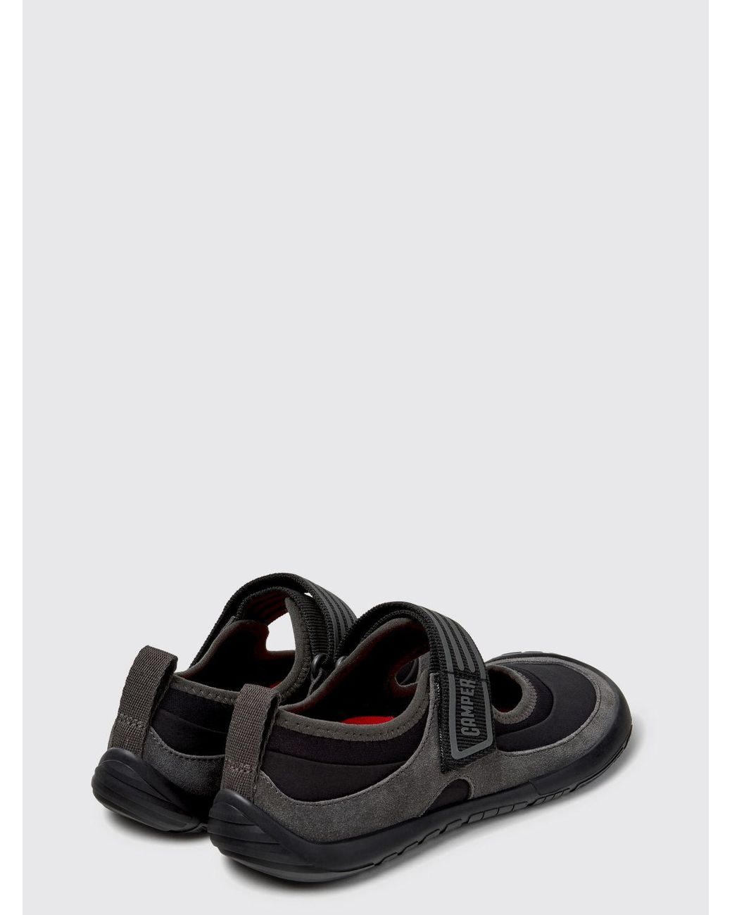 Camper White Peu Path+ Suede And Recycled Pet Mary Jane Ballerina Flats