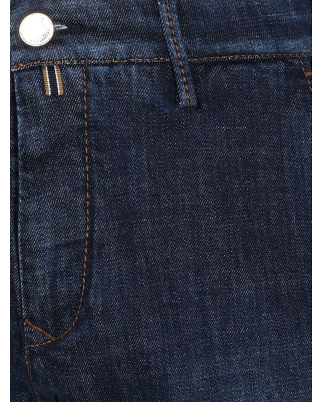 Jacob Cohen Blue Straight Fit Stretch Denim Jeans With Slant Pockets for men