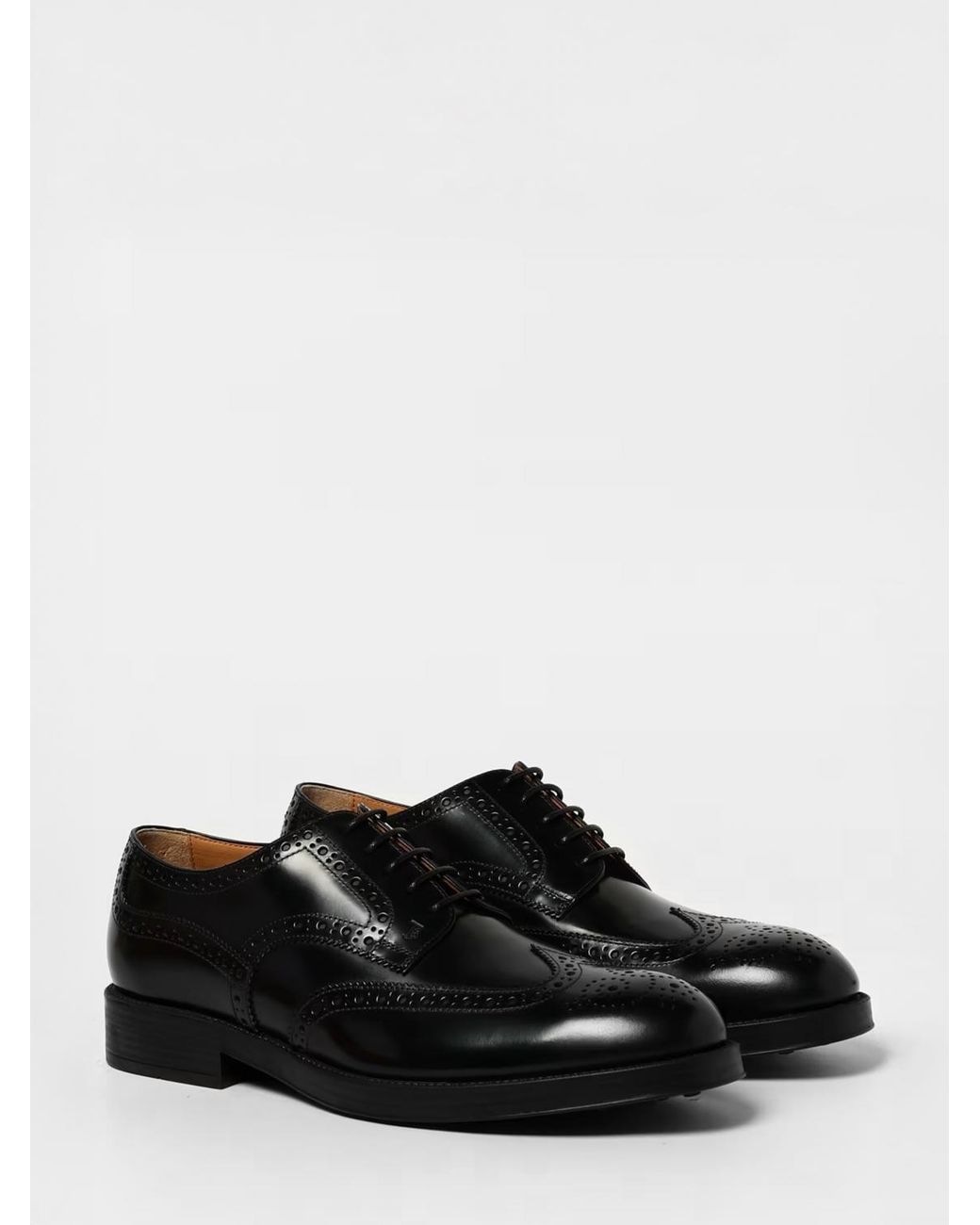 Tod's White Brushed Leather Derby Shoes With Brogue Pattern for men