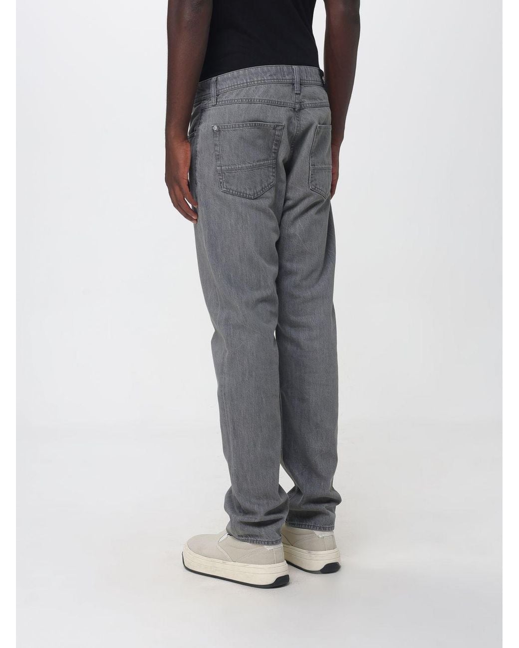 Stone Island Gray Mid-Rise Straight-Fit Cotton Denim Jeans for men