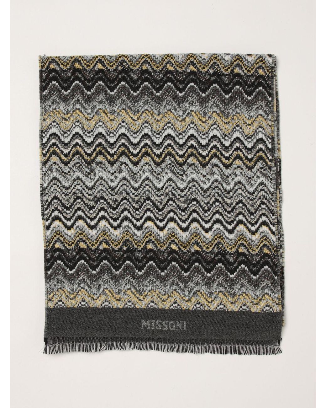 Missoni Gray Multicolour Abstract Pattern Pure Virgin Wool Scarf for men