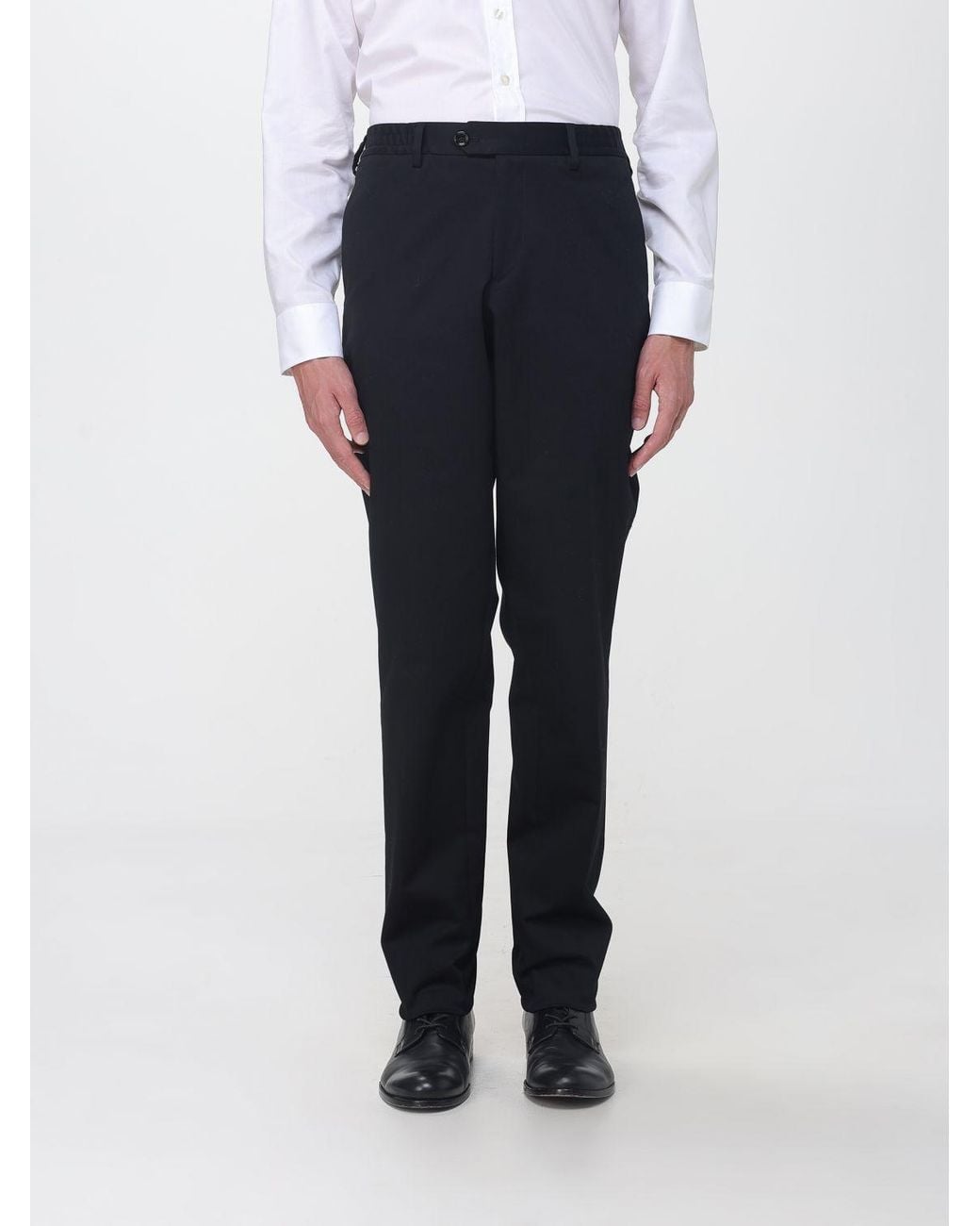 Lardini Blue Slim Fit Gabardine Trousers With Off-Centre Closure for men