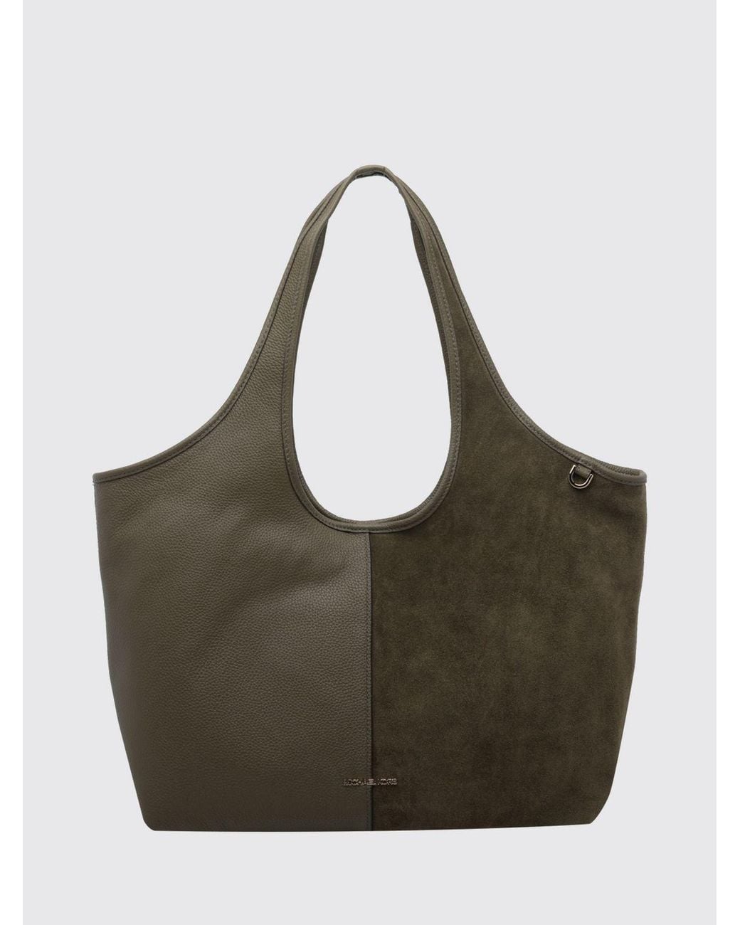 Michael Kors Gray Henly Grained Leather And Suede Tote Bag With Metal Logo