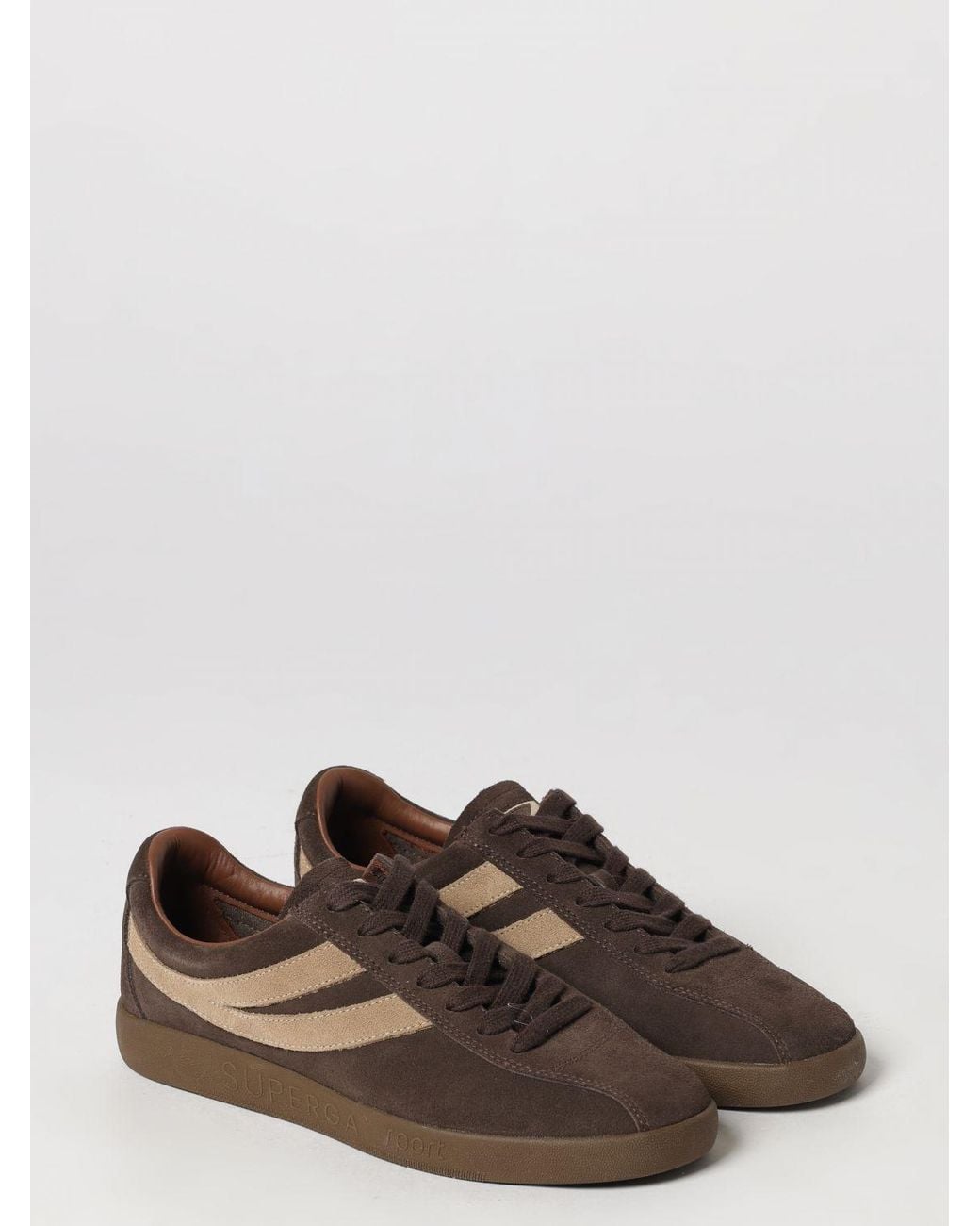 Superga Brown 1960 Capri Suede Low-Top Sneakers With Embossed Logo for men