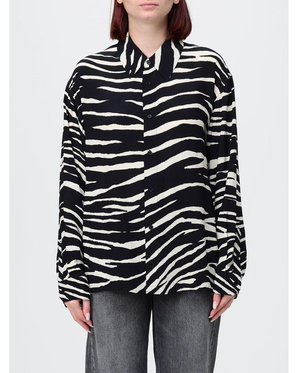 Zadig & Voltaire Blue Zadig &Amp Voltaire All-Over Zebra Print Viscose Shirt