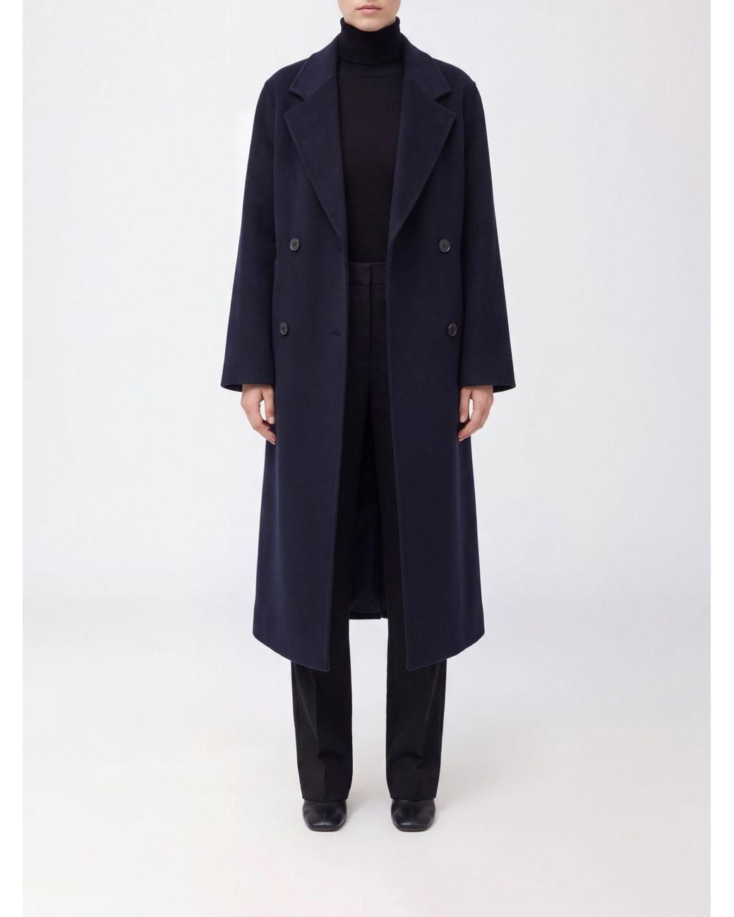 IVY & OAK Blue Double-Breasted Long Coat