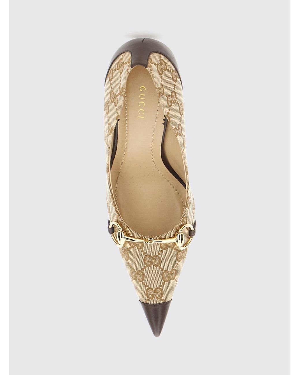 Gucci Natural Gg Jacquard Pumps With Horsebit Detail And Stiletto High Heel