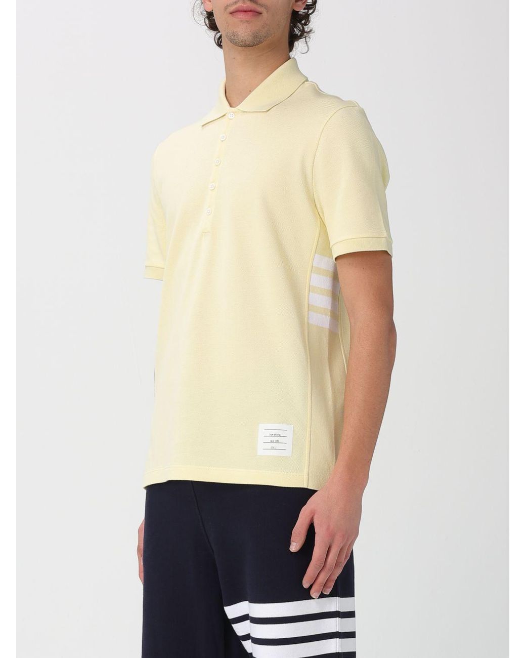 Thom Browne Yellow 4-Bar Cotton Polo Shirt for men