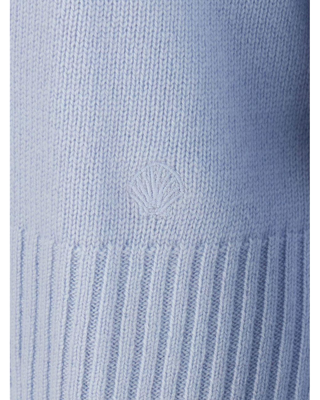 Loulou de Saison Blue Dropped Shoulder 100% Cashmere Crewneck Sweater