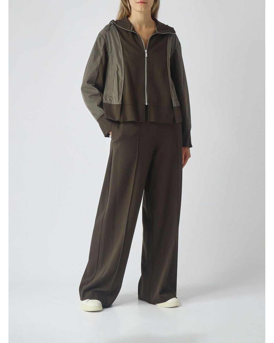 MEIMEIJ Gray Hooded Cropped Nylon Jacket With Zip Closure