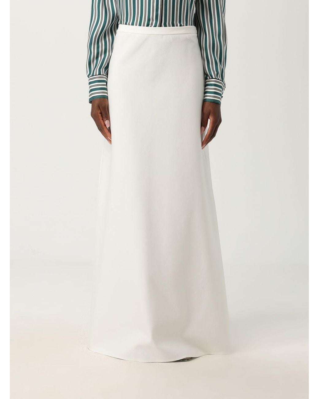 Max Mara White Viscose Blend Long Skirt