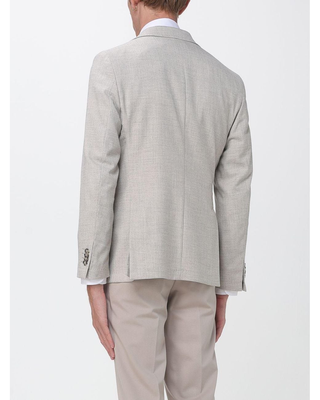 Manuel Ritz Gray Slim Fit Single-Breasted Viscose Blend Blazer With Peak Lapels for men