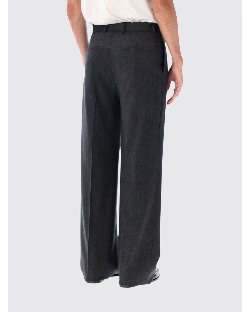Lardini Blue Wide-Leg Stretch Virgin Wool Pleated Trousers for men