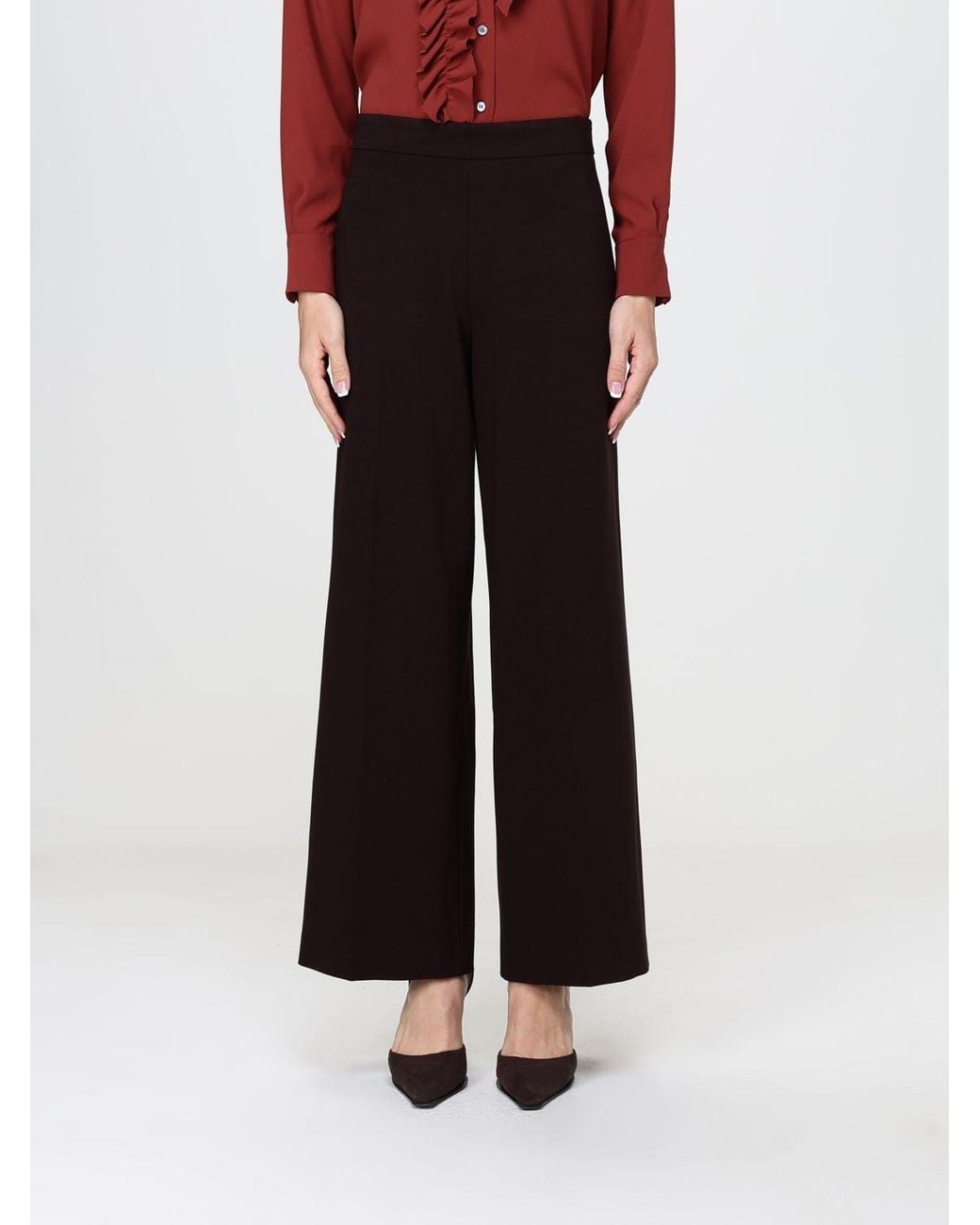 Liviana Conti Black Oscar High-Waisted Wide-Leg Flare Crêpe Trousers