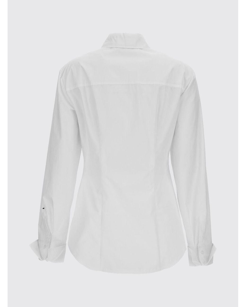 Sportmax White Slim Fit Cotton Shirt With Concealed Placket