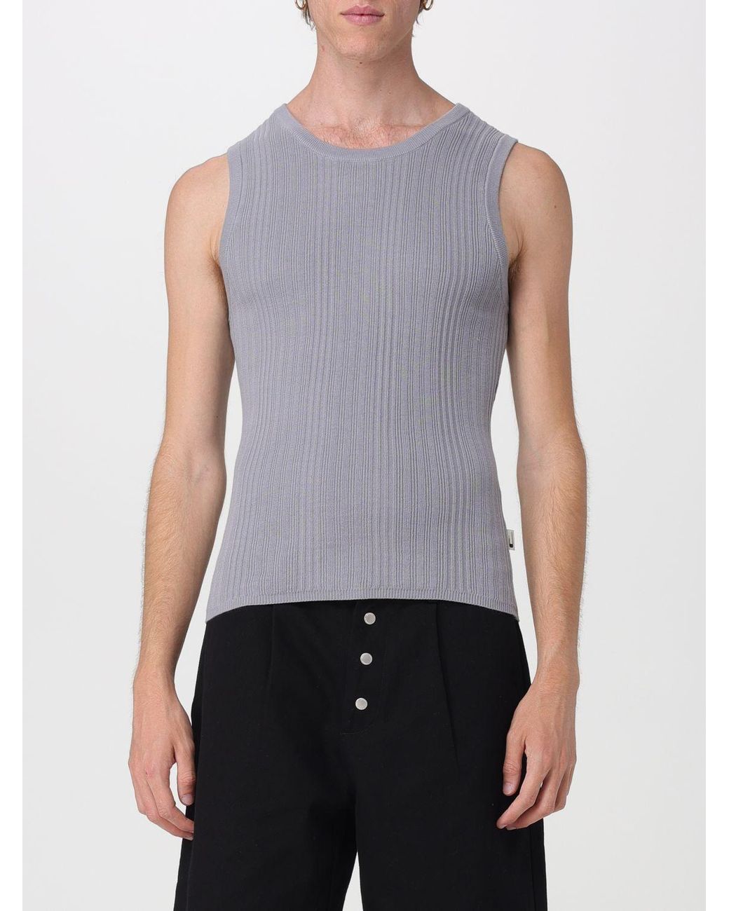 Carrera Blue Ribbed Cotton Vest With Crew Neckline for men