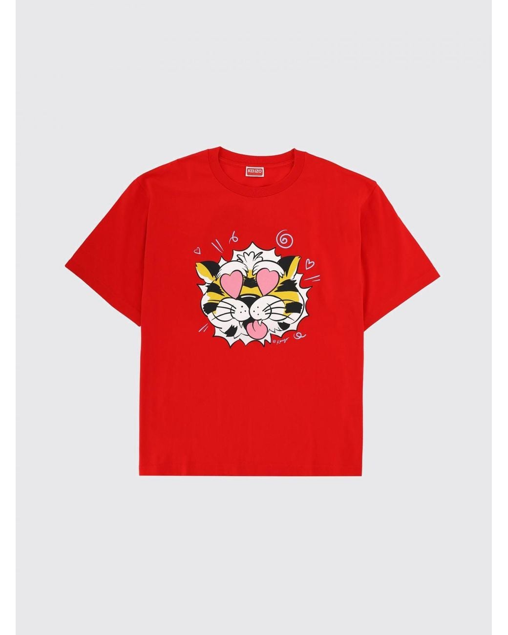 KENZO Red Printed Cotton T-Shirt for men