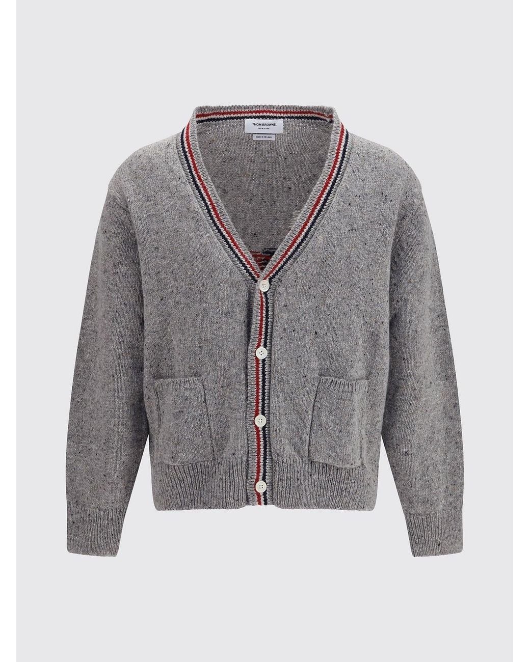 Thom Browne Gray Slim Fit Wool And Mohair Cardigan With Fauna Print for men